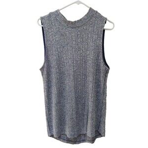 Anthropologie Pure Good Womens Sweater Top XL Sleeveless Rayon Stretch Gray Blue